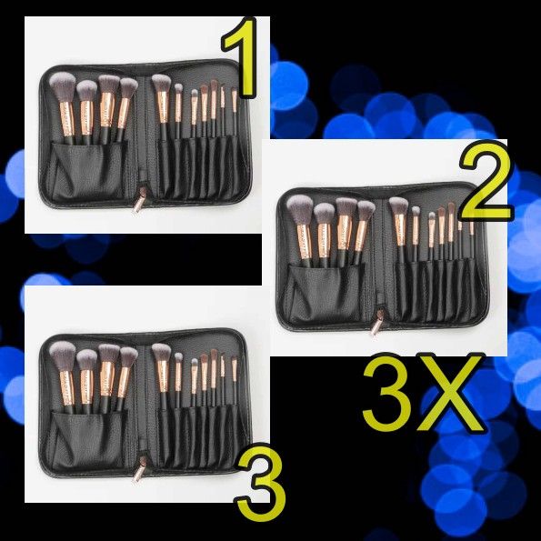 11pcs professional makeup brushes with cosmetic bag. 3 set