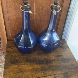 decor blue bottles