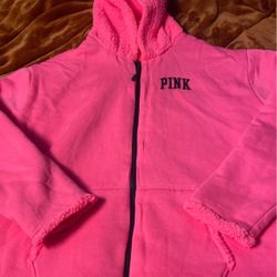 Pink Sherpa Zip Up Jacket Women’s 