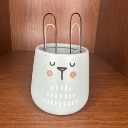 Lot of 6 Cute  Bunny Pot Ceramic Small  Teal NWT