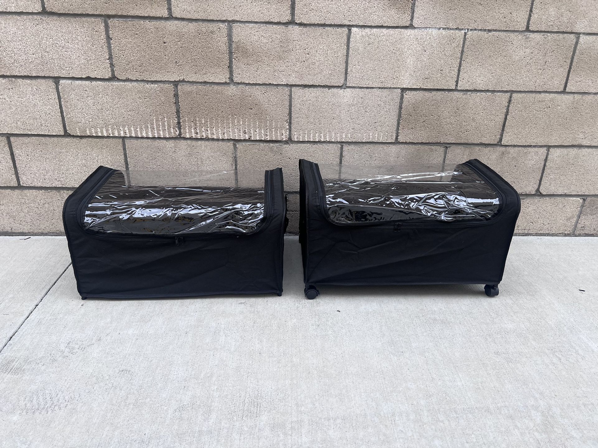 NEW Toy Box Storage, Toy Organizers & Storage Bins w/Clear Zippered Lid & Wheels for Kids Nursery Room, Playroom (Set Of 2)