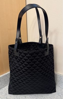 Le Tanneur Black Jacquard Geometric Tote Bag Shoulder Purse French Designer