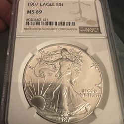 1987 MS 69 Silver Eagle Key Date 