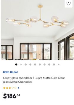 Bella Depot 8-Light Amber Modern Linear Chandelier with Gold Adjustable Arms