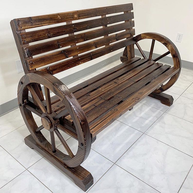 New in box $110 Large 50” Wooden Wagon Bench Rustic Wheel for Patio Garden Outdoor 50x23x34”