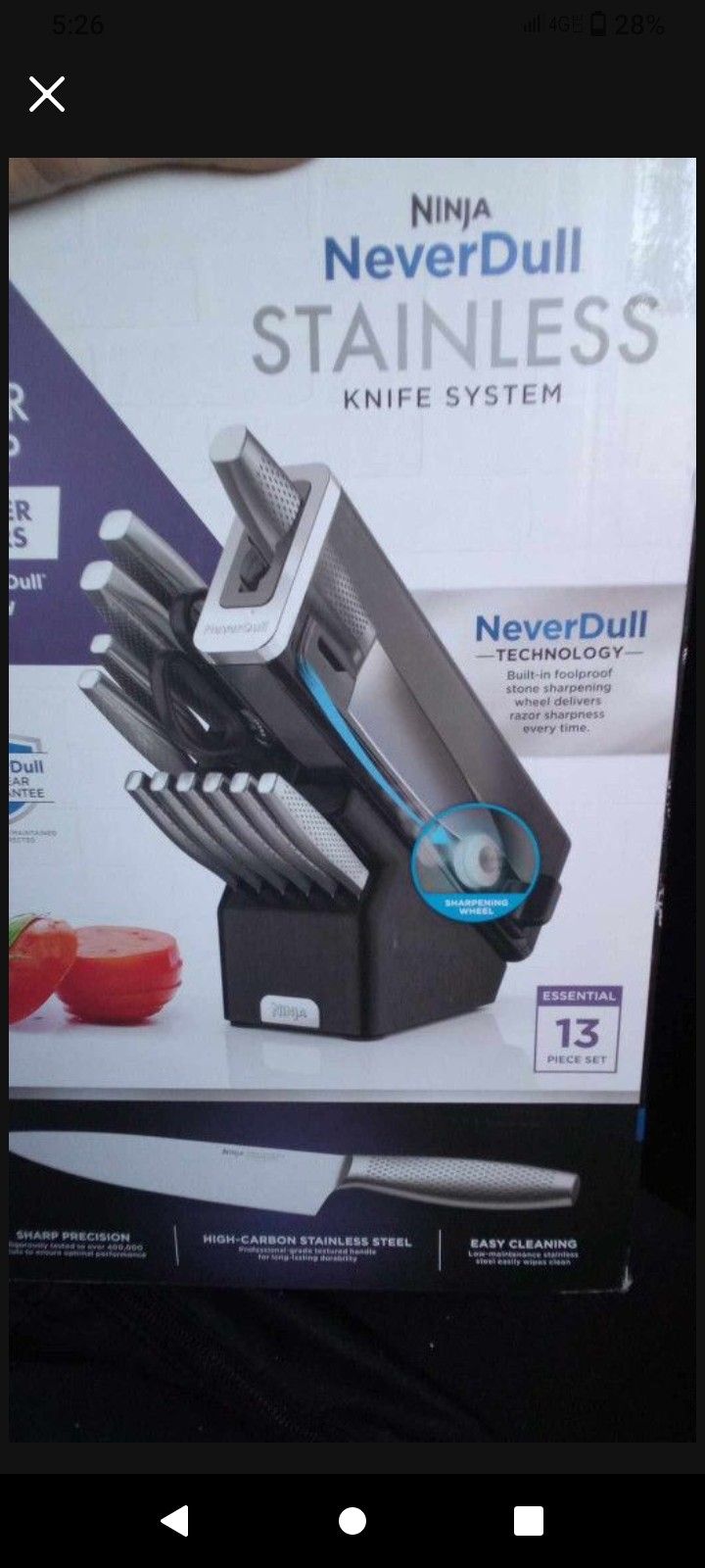 Ninja 13 PC Knife Set NEVER DULL Stainless Steel