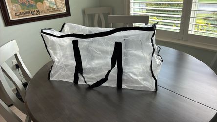 5 Large White Woven Tote Storage Bag