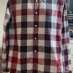 Express Adult Large Plaid Button Up Long Sleeve Button Down