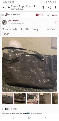 Used coach patent leather gray