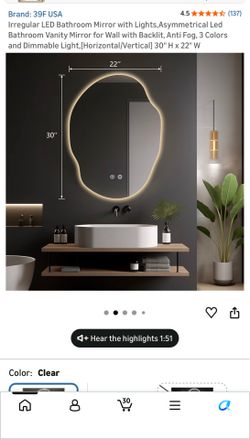 Vanity mirror for wall with light