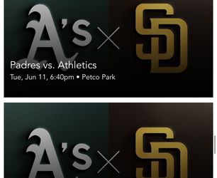 2 Tickets Padres Vs Athletics Tuesday 6/11 $60 Each 