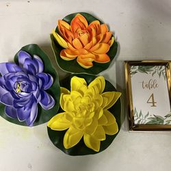 Beautiful  water Lilies and Table numbers