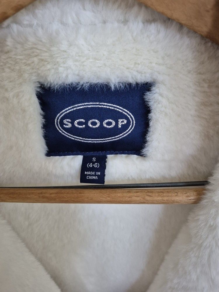 SCOOP Black Faux Shearling Moto Jacket - Aviator Style - Women's Small (4-6) - $30