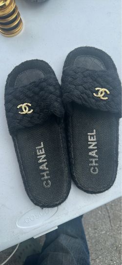 Chanel Black Braided Slide Sandals