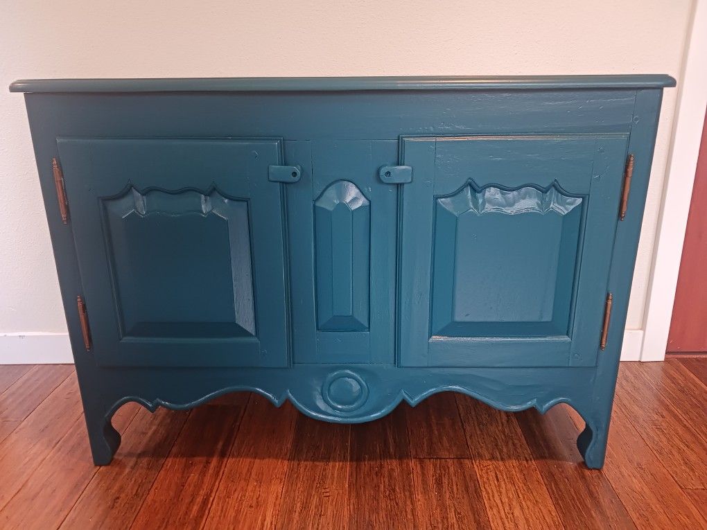 Shabby chic turquoise sideboard or cabinet