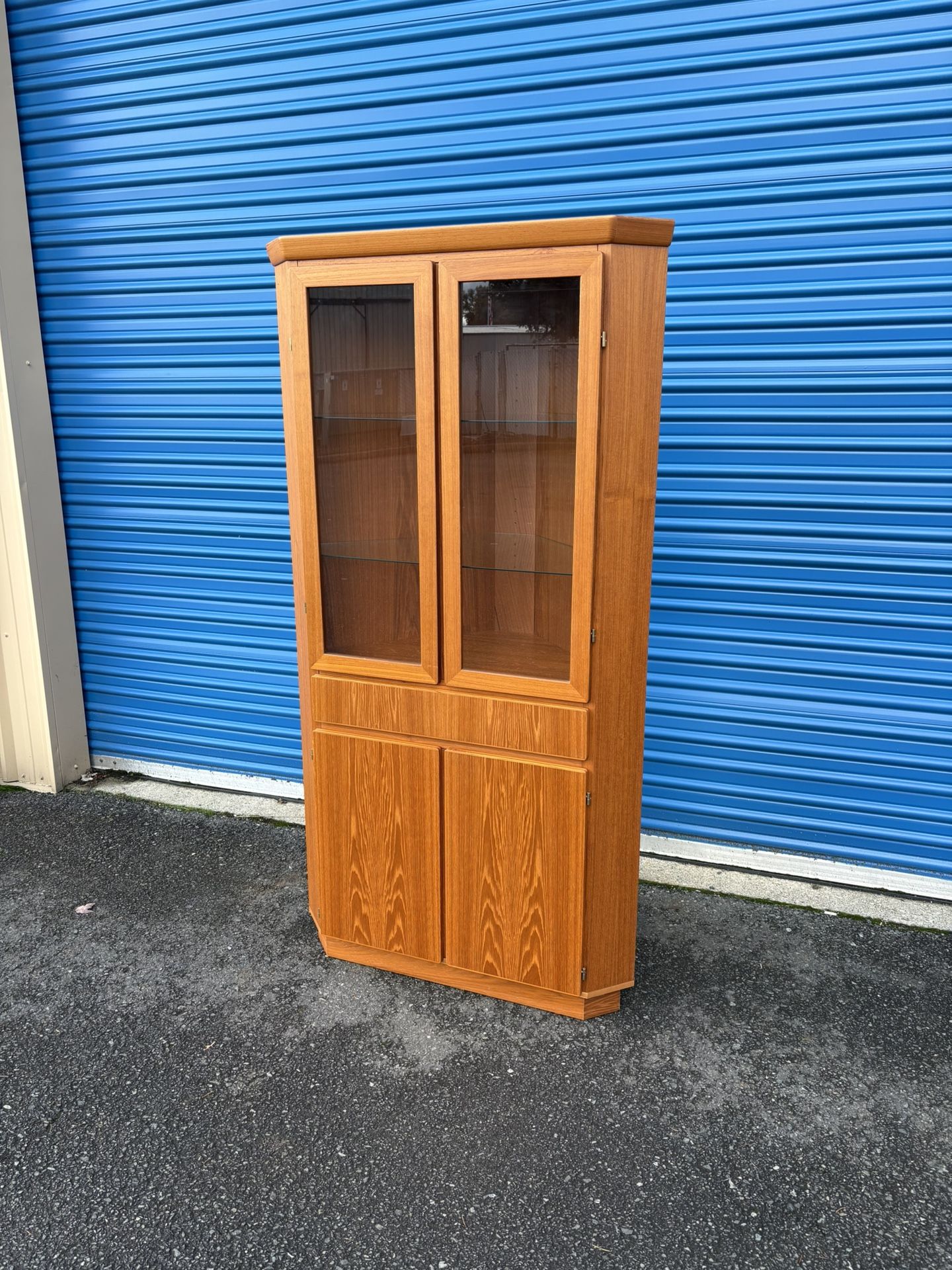 Mid Century Modern Danish Teak Corner Hutch By Skovby