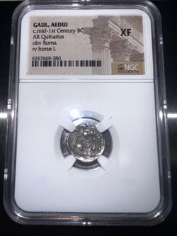XF Gaul Aedui Horse Silver Coin