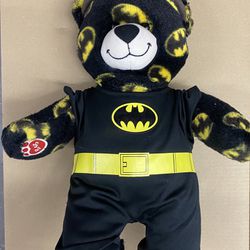 Build A Bear Batman Plush 16" Black & Yellow Logo DC Comics Stuffed Animal Bab