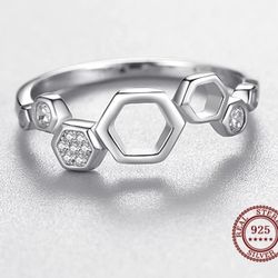 Honeycomb Silver Band S925 Sz8