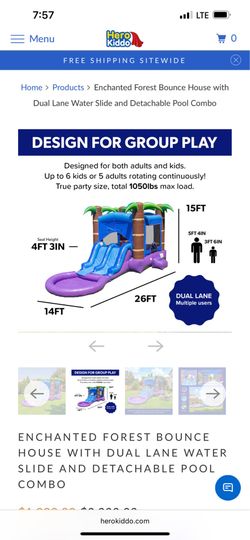 Party jumper with pool and waterslide