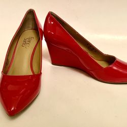 NEW Franco Sarto Red Patent Leather Wedges Ladies Size 7