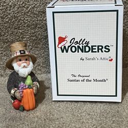 Sarah's Attic Jolly Wonders Santa of the month November fall Harvest Pumpkin 