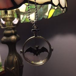 Fake Bat Specimen Pendant Necklace - Silver Jewelry Science Nature Goth NEW