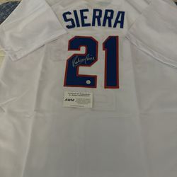 Ruben Sierra Autographed MLB Texas Rangers Baseball Jersey