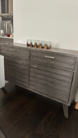 Gray Wood Sideboard Buffet Cabinet