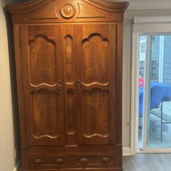 Antique Walnut Knock Down Wardrobe With Bonnet Top  