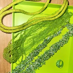 Beautiful Vibrant Green Beaded Necklace SET and 1 Ring