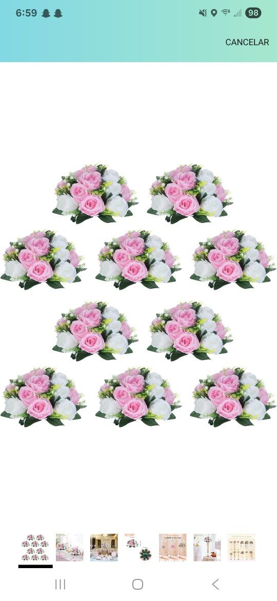 Artificial Flowers Bouquet, 10pcs Plastic Roses with Base, Suitable for Wedding Centerpieces in Our Store, for Valentine's Day Party and Home Deco