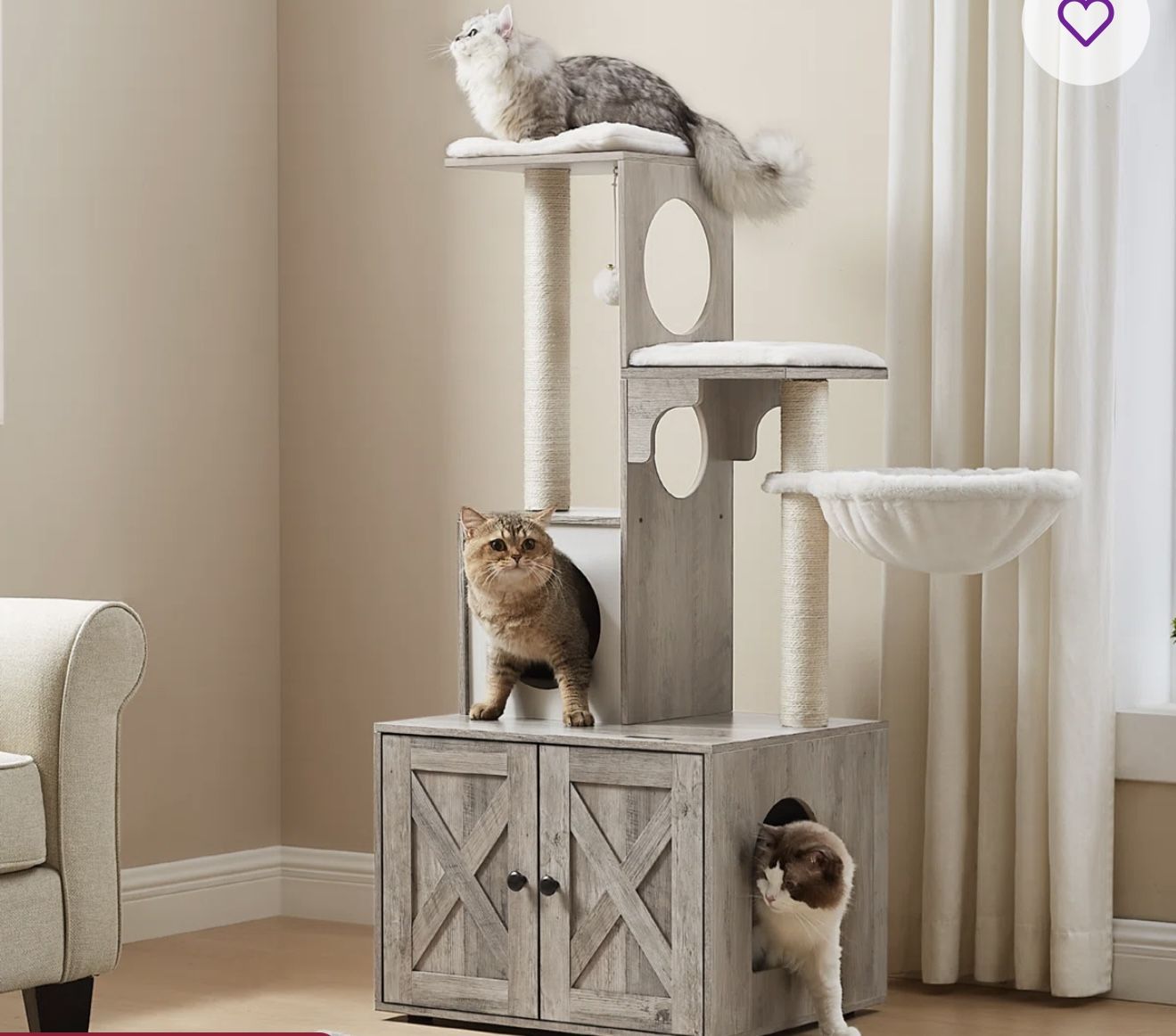 Cat Tree With Litter Box Enclosure
