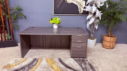 Large Grey Commercial Quality Office Desk With Drawers