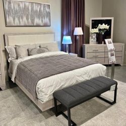 Bedroom Set 4 Pcs New Queen Set Bed Dresser Mirror And Nightstand 