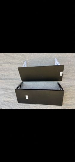Black Wall-Mounted Floating Shelf with Brackets Set Of 2
