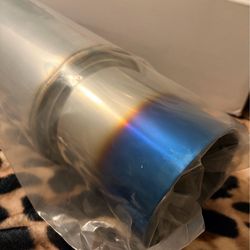 UNIVERSAL 2.5" INLET STAINLESS STEEL STRAIGHT-THROUGH EXHAUST MUFFLER 4" OD BURNT TIP