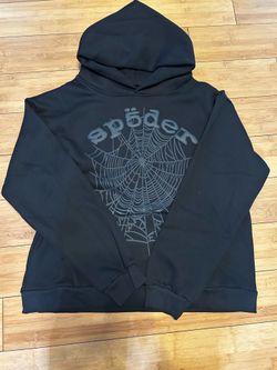 Black on black Sp5der hoodie