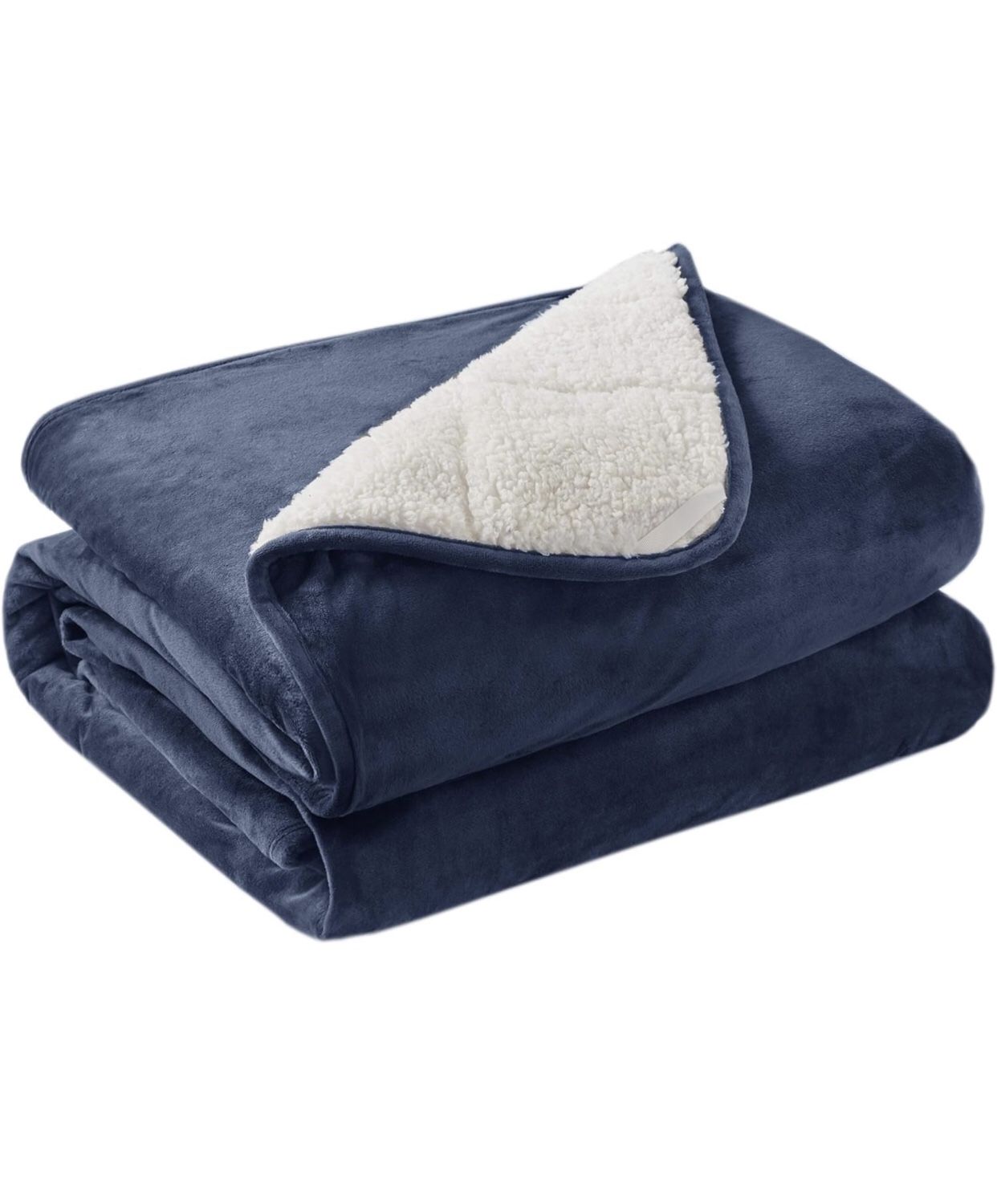 15 lb Weighted Blanket, Fuzzy Soft Sherpa Fleece 60x80 Inch, Navy Blue 