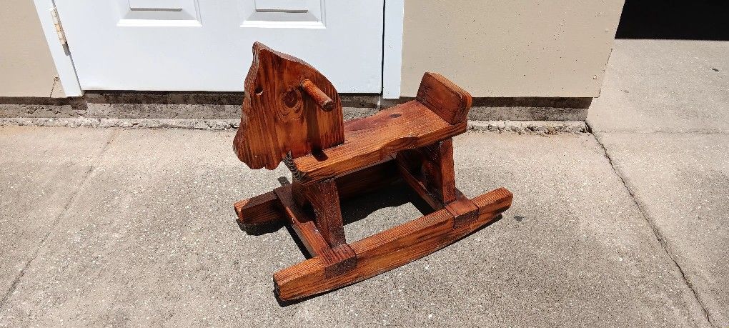 Solid Wood Rock Horse