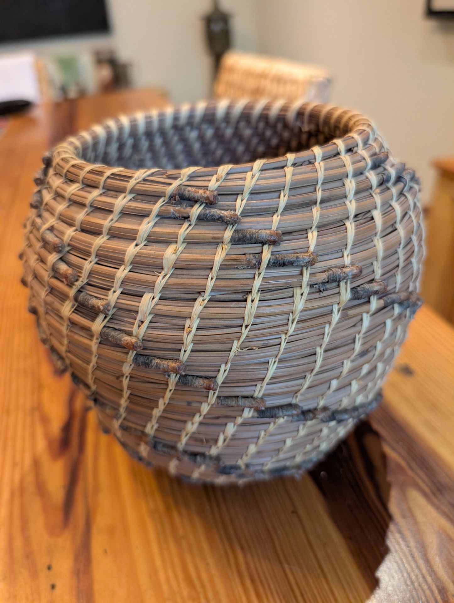 Handcrafted Coiled Pine Needle Basket