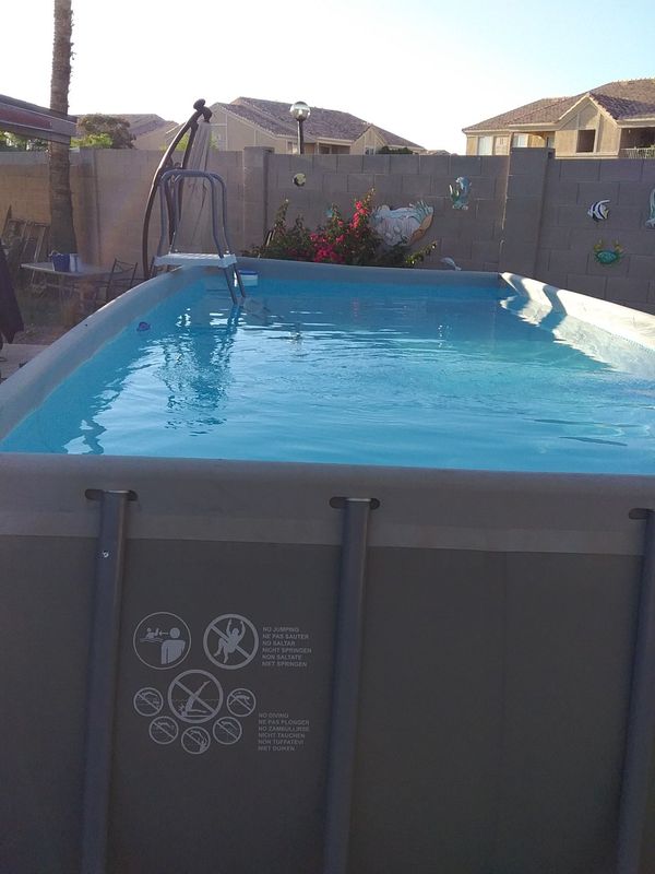 18x9 intex above ground pool has pump and cover and extras for Sale in ...