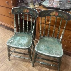 Antique Rustic Farmhouse Wood Painted Chairs Chair