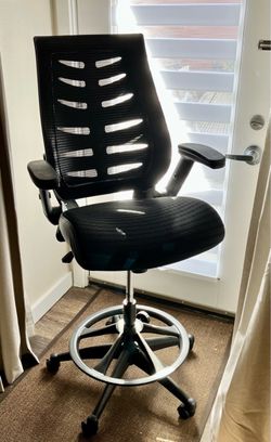 Black Ergonomic Drafting Chair - Height Adjustable