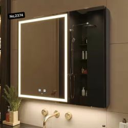30” x 28” Double Doors LED Lighted Bathroom Medicine Cabinet, Defogger, Dimmable, 3 Color Light Makeup Mirror, Outlets & USBs, Easy to Install, Wall M