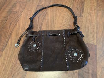 Beautiful Authentic Brighton Brown Suede and Leather purse/handbag with beautiful embroidery