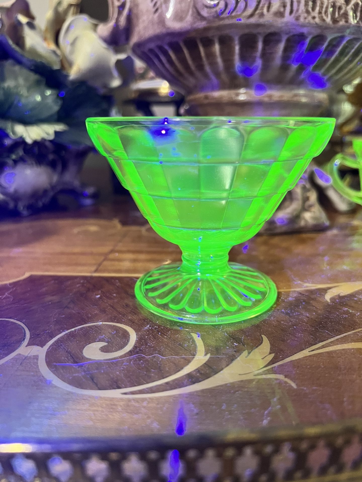 Uranium glass sherbert dish