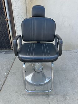NICE BLACK CHROME SALON BARBER HAIR STYLIST CHAIR WITH HEADREST FREE DELIVERY