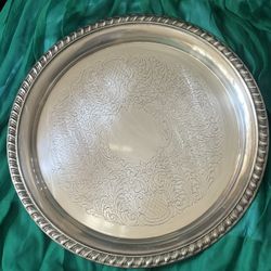 Leonard Silver Plate Serving Platter Vintage 12 1/4" Diameter