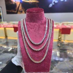 💎 4mm Moissanite Tennis Chain – 28.95 CTW | Silver, Yellow & Rose | All Sizes | Jewelry Palace